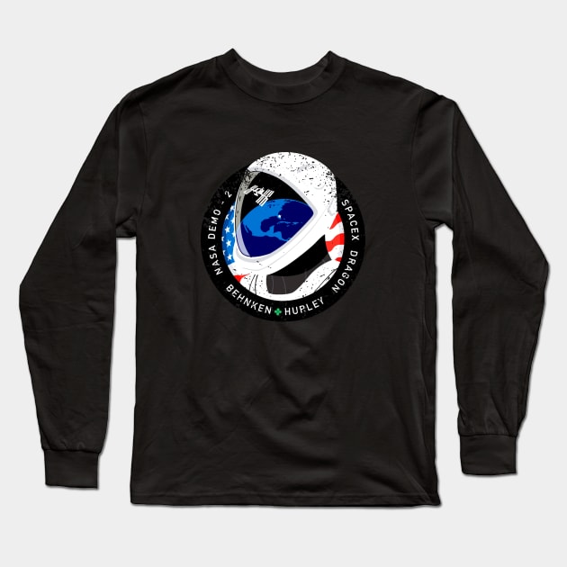 spacex crew dragon demo 2 patch vintage Long Sleeve T-Shirt by rajem